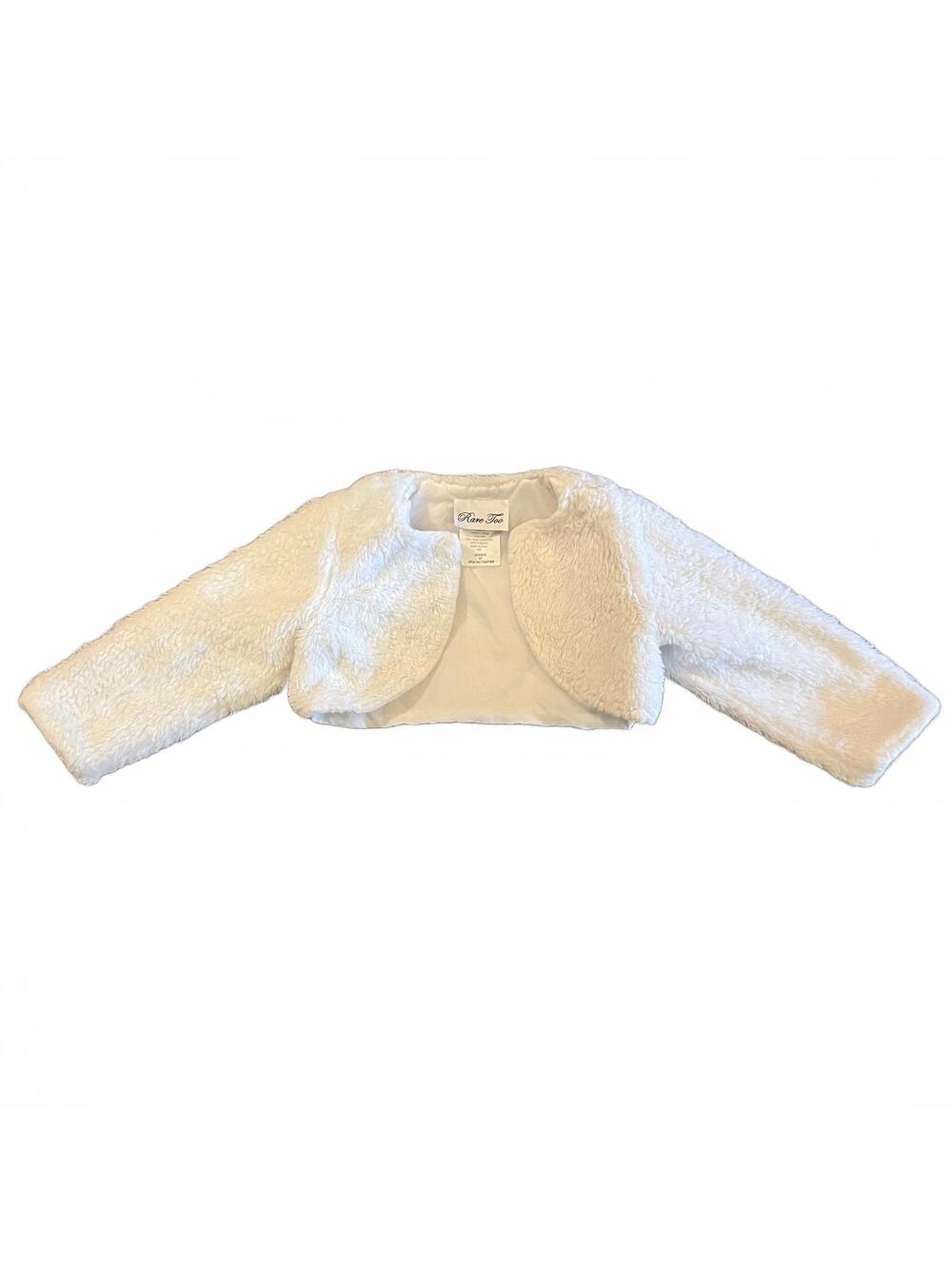 Rare Too Girls White Faux Fur Bolero Jacket Size 4T